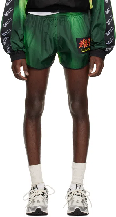Lu'u Dan Green Retro Runner Shorts In Strobe
