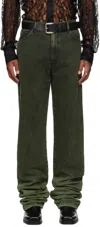Lu'u Dan Green Stacked Straight Leg Jeans In Washed Green