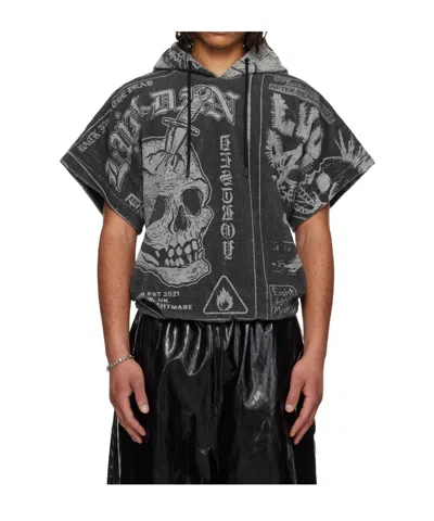 Lu'u Dan Half-length Short-sleeved Hooded T-shirt In Gray