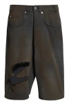 Lu'u Dan Kriss Kross Ripped Denim Shorts In Black