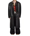Lu'u Dan Black Crombie Leather Coat In Black