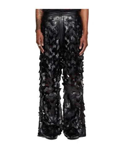 Lu'u Dan Laser Cut Faux Leather Pants In Animal Print