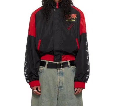 Lu'u Dan Black New-wave Shell Track Jacket In Black/red