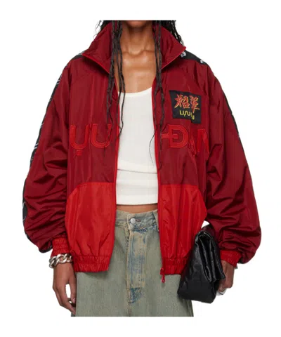 Lu'u Dan Red L-d Windbreaker Jacket In Oxblood/red