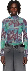Lu'u Dan Multicolor Masked Mesh Turtleneck In Multi