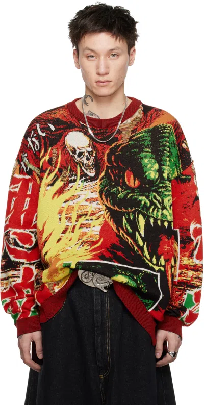 Lu'u Dan Multicolor Misfit Jacquard Sweater In Demon Movie