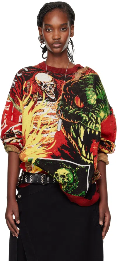 Lu'u Dan Multicolor Misfit Jacquard Sweater In Demon Movie