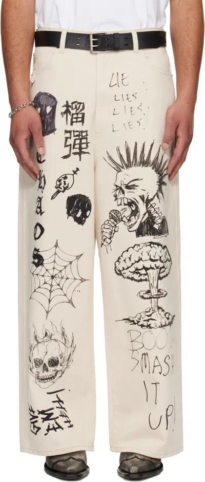 Lu'u Dan Off-white 'year Of The Horse' Blue Collar Jeans In Neutral