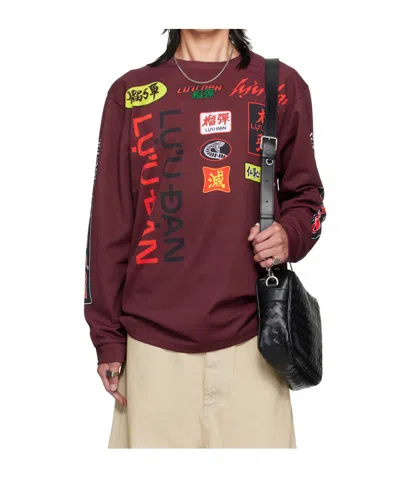 Lu'u Dan Oversize Long Sleeve Graphic T-shirt In Burgundy
