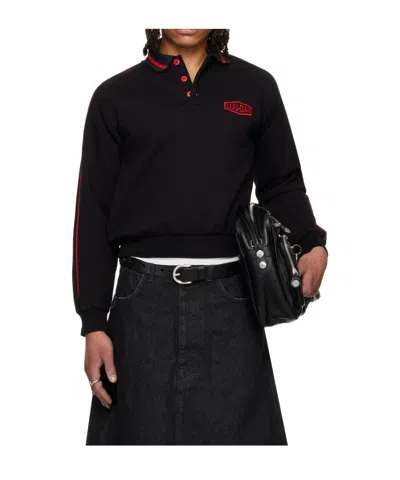 Lu'u Dan Pit Stop Long-sleeve Polo Shirt In Black