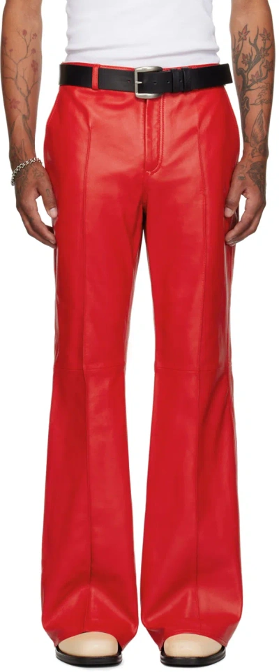 Lu'u Dan Red Bells Bell Bottom Leather Pants