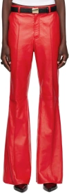 Lu'u Dan Red Bells Bell Bottom Leather Pants In Red
