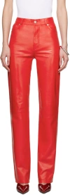 Lu'u Dan Red Straight Leg Leather Pants In Red