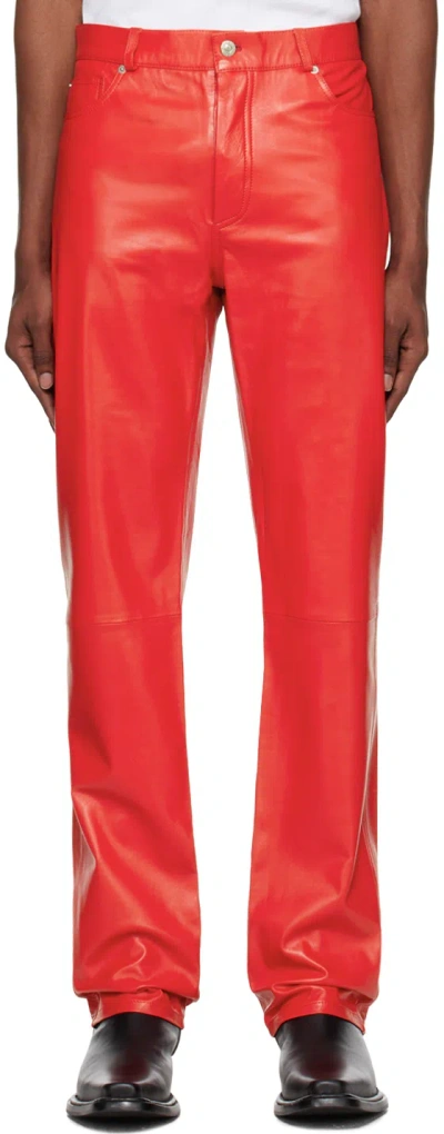 Lu'u Dan Red Straight Leg Leather Pants