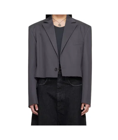 Lu'u Dan Slashed Suit Jacket In Gray