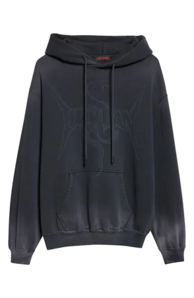 Lu'u Dan Slouch Oversize Fleece Graphic Hoodie In Gray