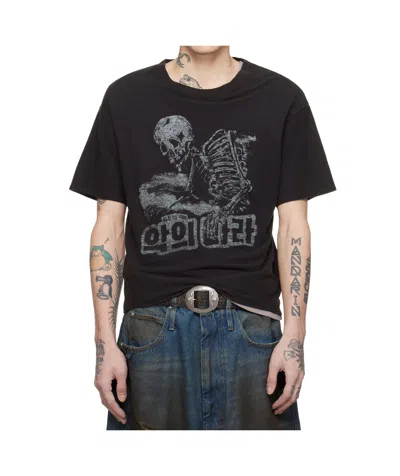 Lu'u Dan Slubby Jersey T-shirt In Washed Black /reaper
