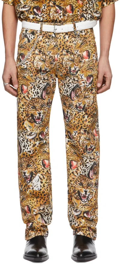 Lu'u Dan Ssense Exclusive Beige Leopard Collage Jeans In Leopard Faces