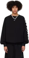 Lu'u Dan Ssense Exclusive Black Oversized Sweatshirt In Black + Logo Print