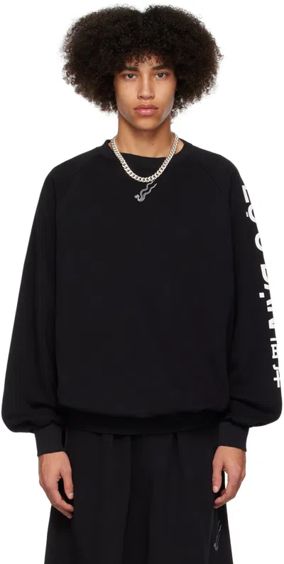 Lu'u Dan Ssense Exclusive Black Oversized Sweatshirt In Black + Logo Print