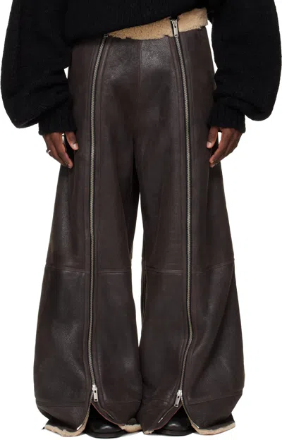 Lu'u Dan Ssense Exclusive Brown Shearling Flight Pants