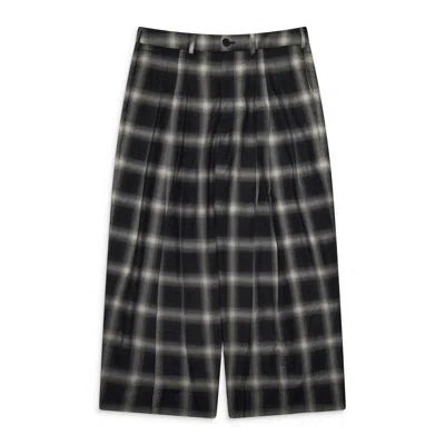Lu'u Dan Triple Pleat Plaid Trousers Black