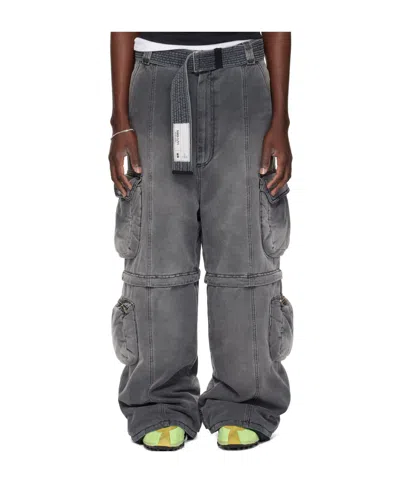 Lu'u Dan Wadded Denim Overalls In Gray