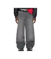 Lu'u Dan Gray Wadded Stack Jeans In Outcast Grey