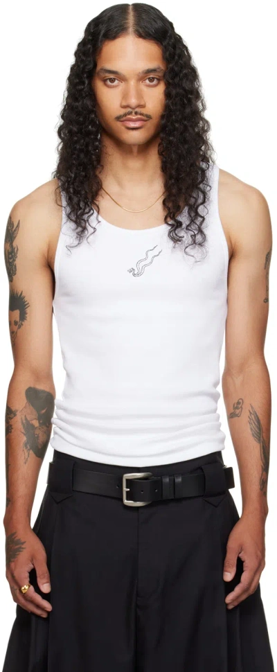 Lu'u Dan White Logo Embroidered Tank Top