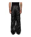 Lu'u Dan Black Laser Cut Wide-leg Faux-leather Pants In Black
