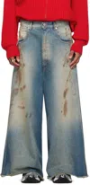 Lu'u Dan Blue Wide Cropped Jeans In Gray