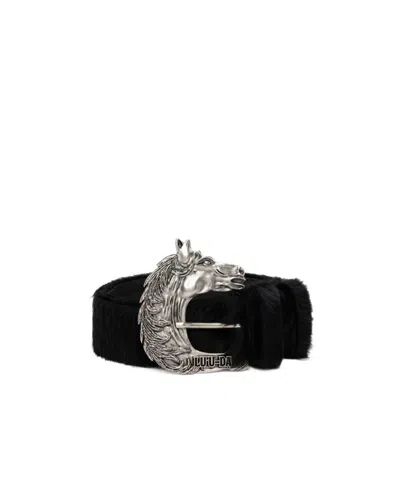 Lu'u Dan Year Of The Horse Series Pony Hair Cowboy Belt In Black