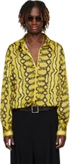 Lu'u Dan Yellow 'year Of The Snake' 80's Club Shirt In Jungle Python