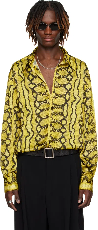 Lu'u Dan Yellow 'year Of The Snake' 80's Club Shirt In Jungle Python