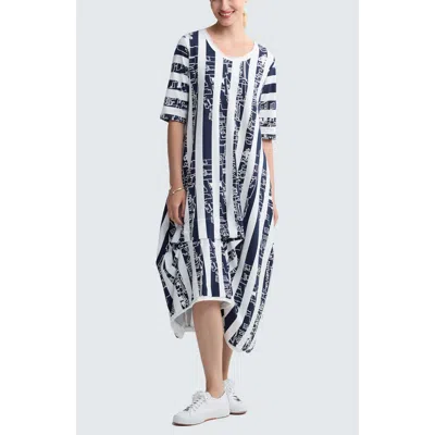 Luukaa Amethyst Striped Jersey Dress In Blue