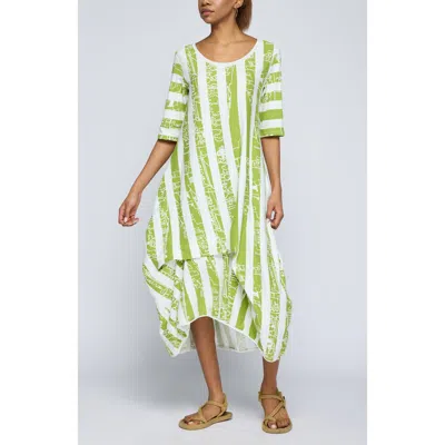 Luukaa Amethyst Striped Jersey Dress In Green
