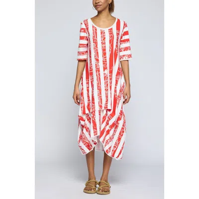 Luukaa Amethyst Striped Jersey Dress In Red