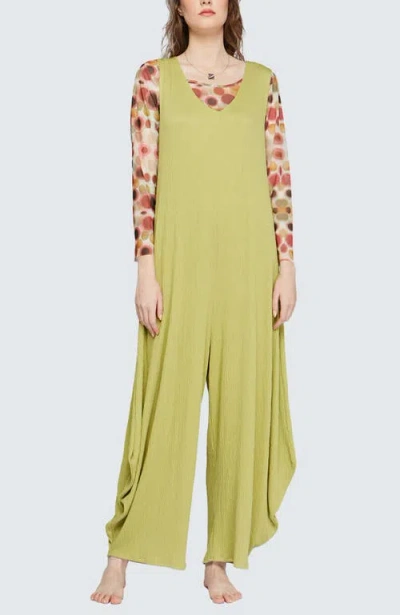 Luukaa Ashley Wrinkled Viscose Jersey Jumpsuit In Green