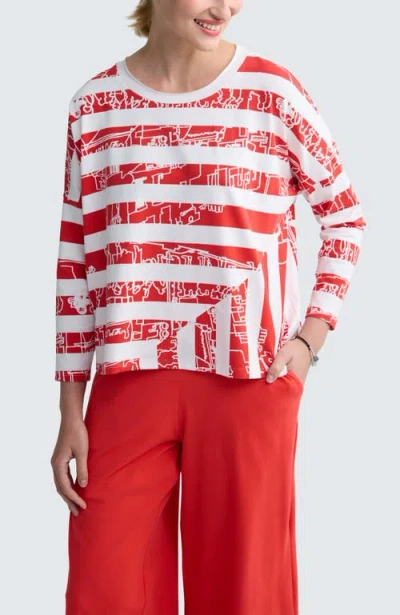 Luukaa Astraea Striped Cotton Jersey Blouse In Red