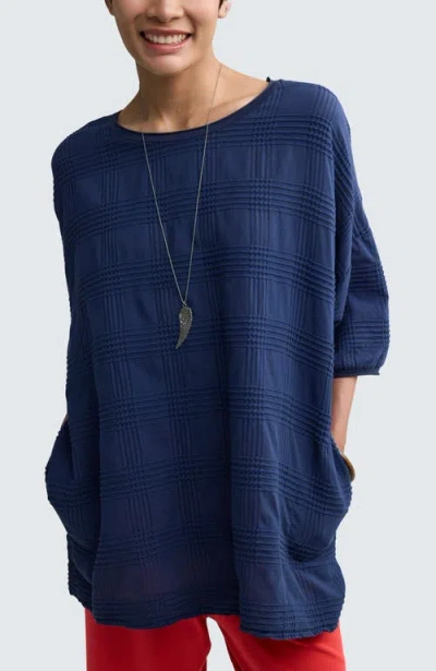 Luukaa Aurea Mixed-texture Tunic In Blue