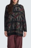 Luukaa Aurora Art Print Pullover In Black