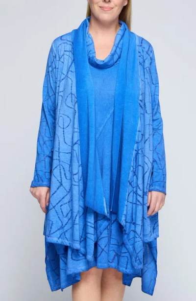 Luukaa Axel Devore Cotton Jersey Duster In Blue