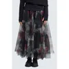 Luukaa Brynwyn Printed Tulle Skirt In Red