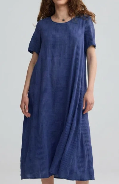 Luukaa Calla Check-embroidered Dress In Blue