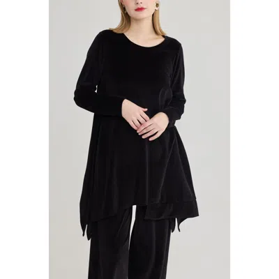 Luukaa Clara Velvet Jersey Tunic In Black
