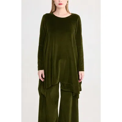 Luukaa Clara Velvet Jersey Tunic In Green