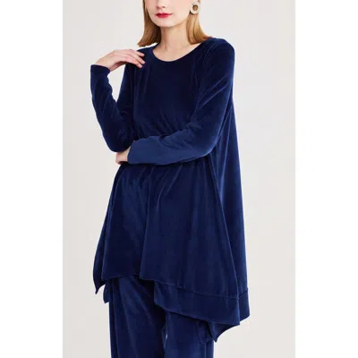 Luukaa Clara Velvet Jersey Tunic In Blue