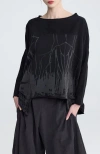 Luukaa Cristal Textured Blouse In Black