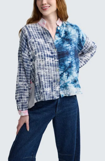 Luukaa Dahlia Printed Muslin Shirt In Blue