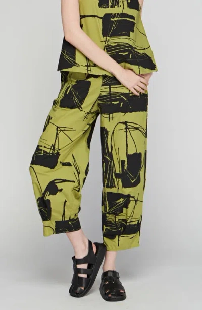 Luukaa Echo Printed Poplin Pants In Green